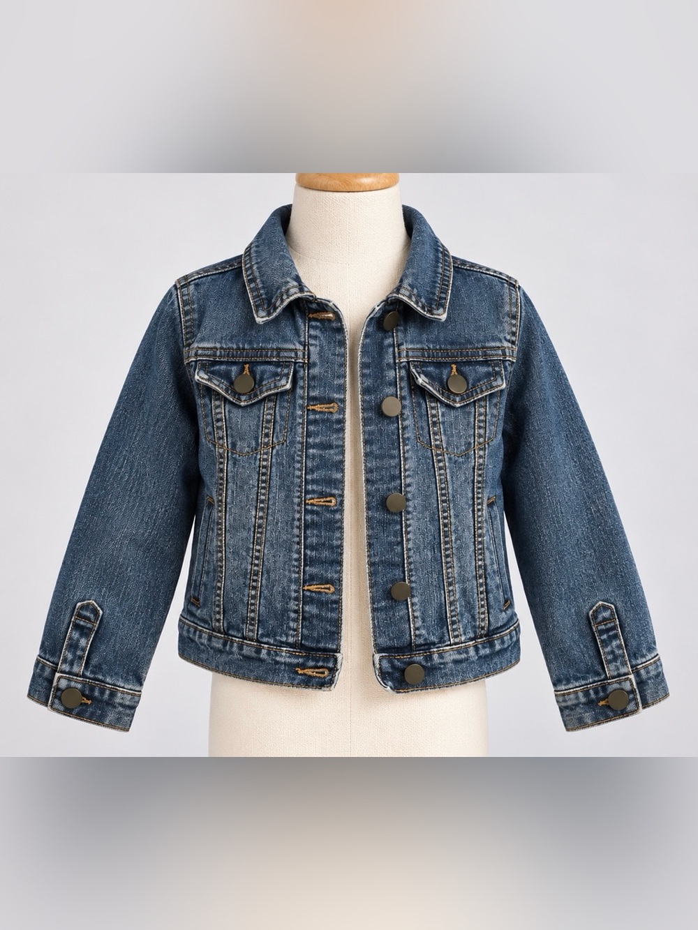The Childrens Place Girls Denim Jacket Size L 10 12 Azure Wash Stretch Jean Coat